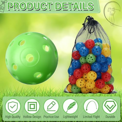 MiniInflat 80 Pcs Practice Golf Balls Plastic 42mm - Image 3