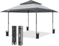 EAGLE PEAK 13x13 Pop Up Canopy Tent, Auto Extended Eaves, Light Gray | Easy by EAGLEPEAK