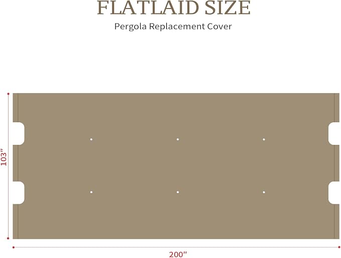 200x103 in Pergola Canopy Replacement Shade Cover Only, Khaki | Fits 10x10 ft - Image 3