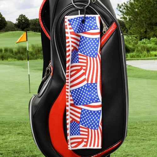 Flag and Eagle Microfiber Golf Towel Waffle Weave Towel - Image 3