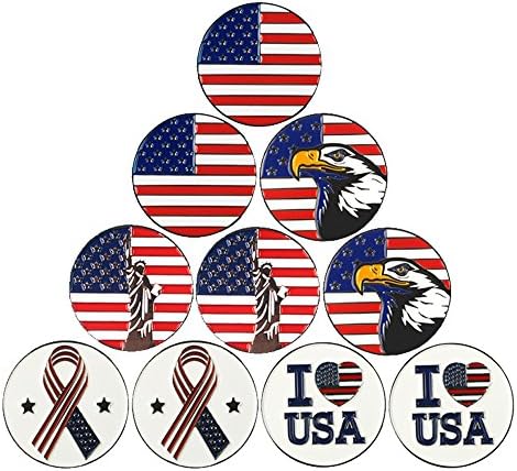 Lot of 10 Golf Ball Markers Assorted Patterns by PINMEI