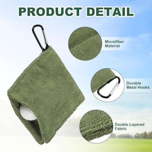 3Pcs Golf Ball Towel 5.5"x5.5" - Image 3