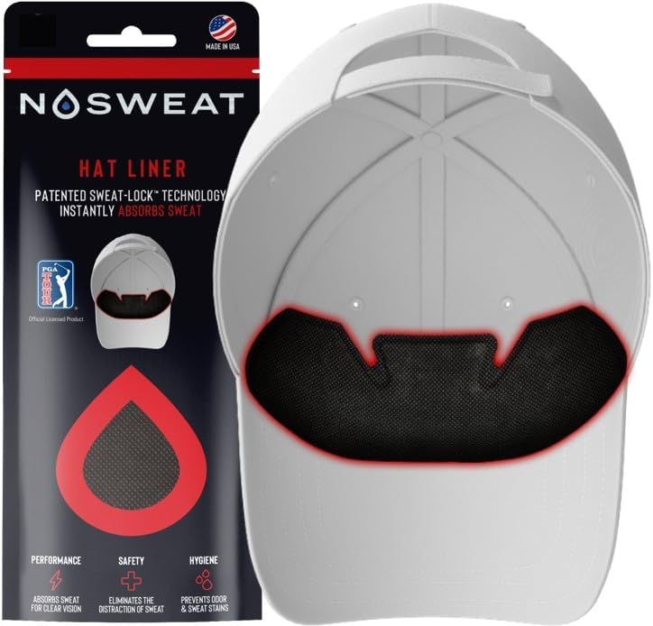 Hat Sweat Liners | PGA Tour Licensed | Protects, Prevents Stains & Odor | Golf by NoSweatPatentedSweatLiners%7C100MadeintheUSA