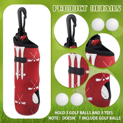 Bencailor 12 Pcs Golf Ball Tee Holder Neoprene Golf Ball Pouch Carry Bag - Image 5