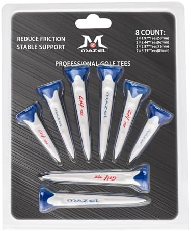 MAZEL Plastic Golf Tees 8 Pack｜Excellent Durability and Stability Plastic Tees by MAZEL