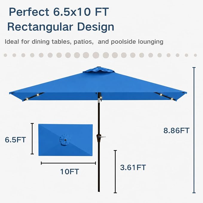 6.5 x 10ft Rectangular Patio Umbrella - Image 3