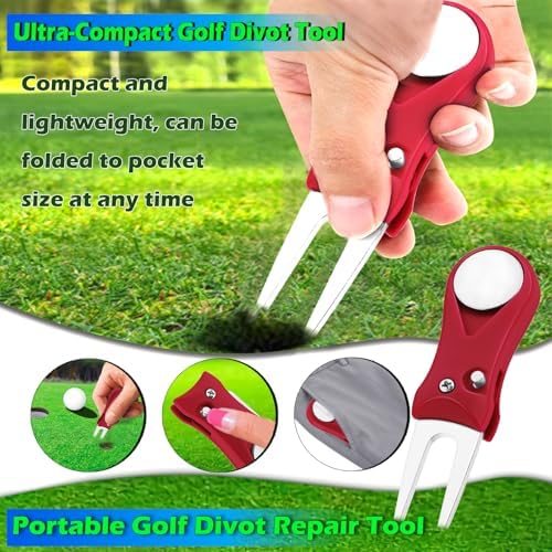 2 Pack Foldable Golf Divot Tool, Magnetic Turf Repair Tool - Image 4