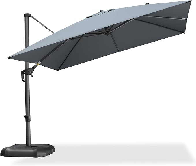 PURPLE LEAF Patio Umbrella Outdoor 10' x 10' Square Easy Setup Light Grey | - Image 9