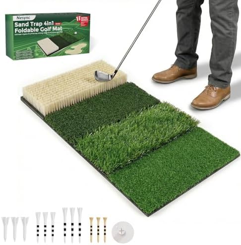 4-in-1 Foldable Heavy-Duty Golf Hitting Mat, Sand & Tee Turf, Anti-Slip by Unknown