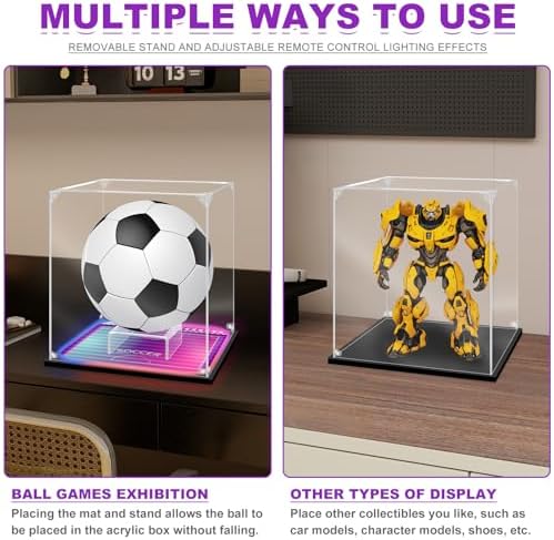 Soccer Ball Display Case with RGB LED, Removable Built-in Soccer Ball Display - Image 5