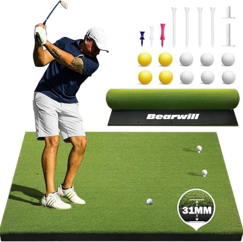 Golf Mat 31mm, 5x4ft/5x5ft Premium Golf Hitting Mat Outdoor Indoor by Bearwill