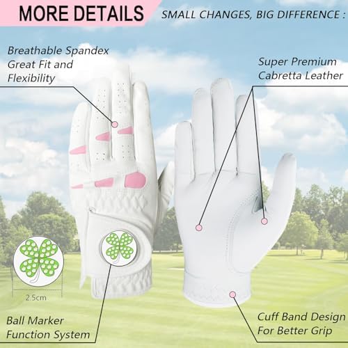 Golf Gloves Women with Ball Marker 1 Pack - Image 2
