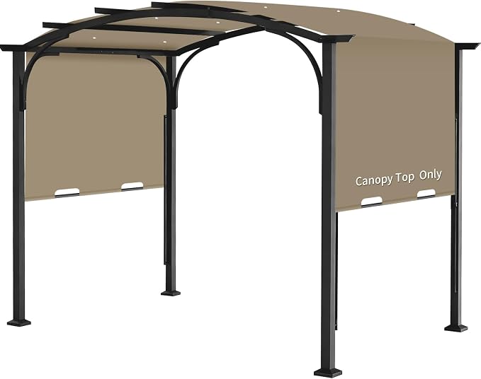 200x103 in Pergola Canopy Replacement Shade Cover Only, Khaki | Fits 10x10 ft by Iheqard