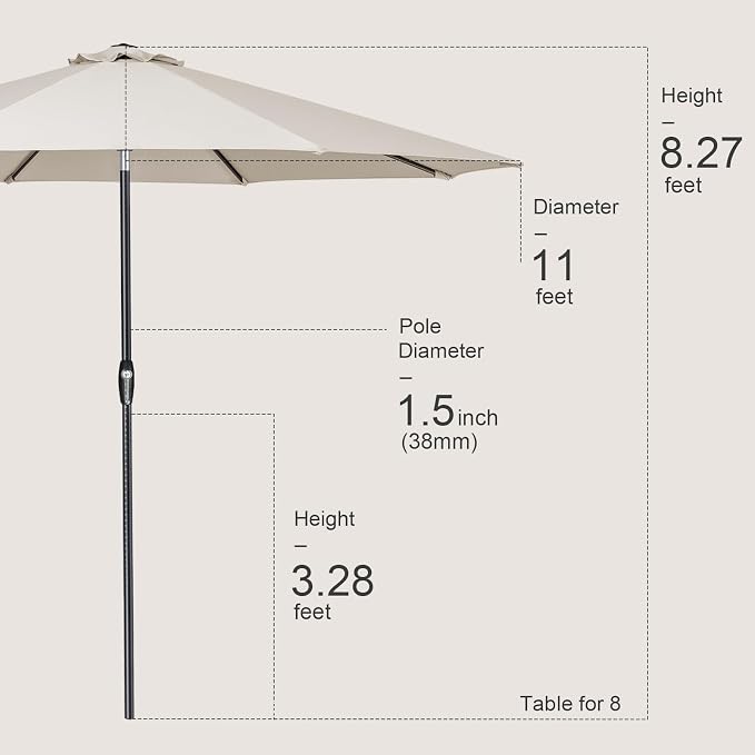 Tempera Patio Market Outdoor Table Umbrella - Image 8