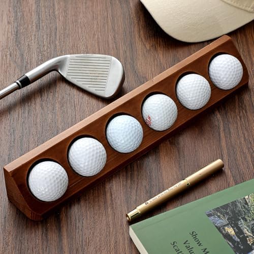 CroBlissful 1 Pack Golf Ball Display Case 1 Tier Wall Mounted Walnut Wood - Image 4