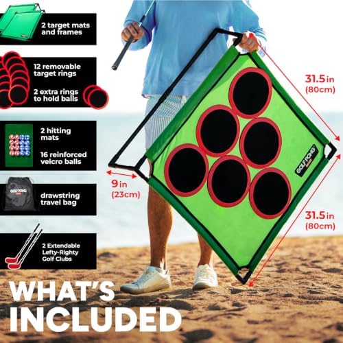 Golf Pong Chipping Game, 2 Boards, 2 Adjustable Ambidextrous Clubs - Image 3