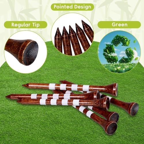 Bamboo Golf Tees 200 Pack 2-3/4 & 3-1/4 inch Length | 4 Line Marking Natrual - Image 3