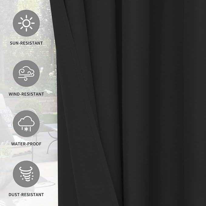 Easy-Going 100% Waterproof Outdoor Curtains 54x96 inch, Gazebo and Pergola 2 - Image 5