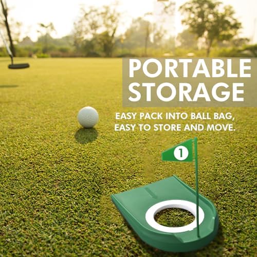 9 Pack Golf Putting Cups with Flags, Plastic Golf Training Aids with Golf Ball - Image 2