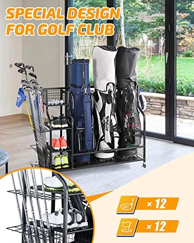PLKOW Golf Bag Storage Rack for Garage, Golf Equipment Organizer - Image 4