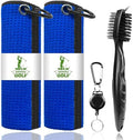 2 Pack Golf Towels with Club Brush, Microfiber Waffle Cleaning Set by ATTRACTIVE
