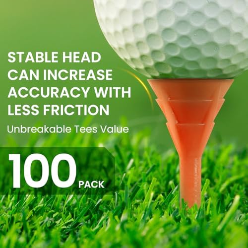 FINGER TEN Unbreakable Golf Tees Plastic 3 1/4 inch 50/100 Pack - Image 2