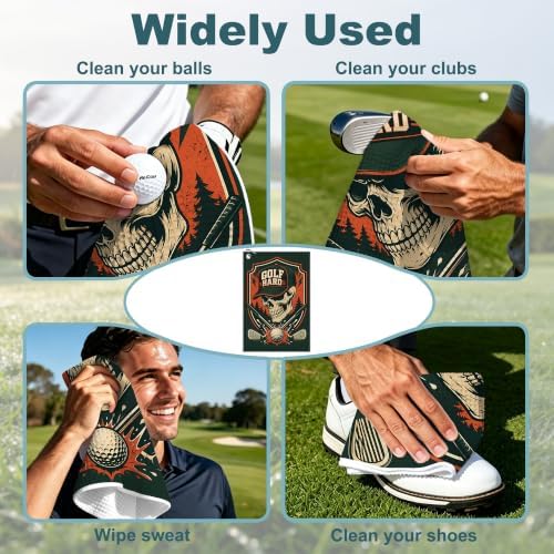 Red Skull Golf Towel with Bag Clip, Gift - Image 4
