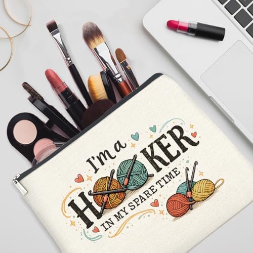 YeleY Funny Crochet Gift Makeup Bag, Yarn Lover Cosmetic Pouch - Image 5