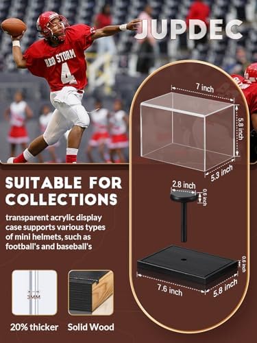 JupDec Mini Helmet Display Case, Acrylic Clear 1/2 Football Baseball Helmet - Image 3