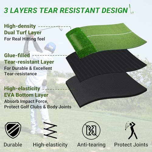 Neoaider Elite Dual-Turf Golf Hitting Mat, 5x4ft/6x4ft Golf Mat - Image 3