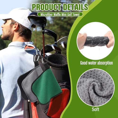 Batiyeer 5 Pack Small Golf Towel 5.5 x 5.5 Inch Microfiber Waffle Material - Image 3
