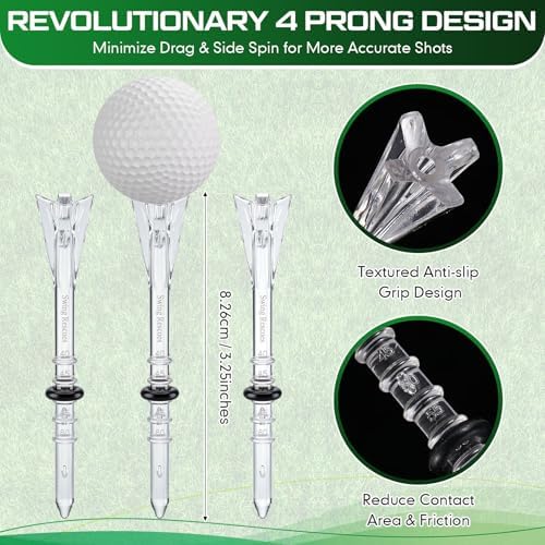 100 Pcs 4 Prong Anti-Slip Golf Tees 3-1/4" Adjustable Plastic Golf Tees - Image 3