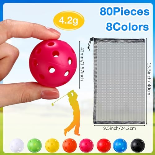 MiniInflat 80 Pcs Practice Golf Balls Plastic 42mm - Image 2
