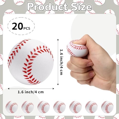 20 PCS Mini Baseball Stress Balls, Foam Baseball Sports Balls, Small Squeeze - Image 2