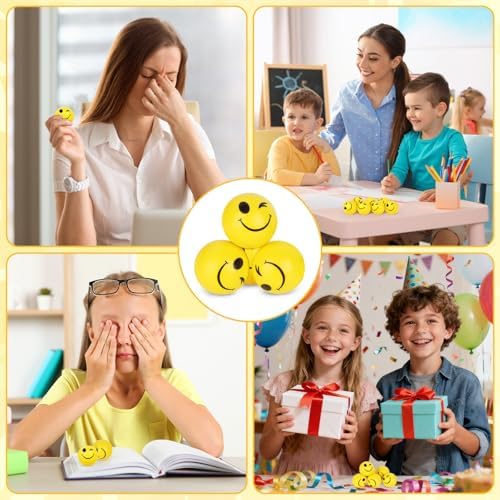 20PCS Squeeze Toys Face Stress Balls Bulk Funny Yellow Stress Balls - Image 5