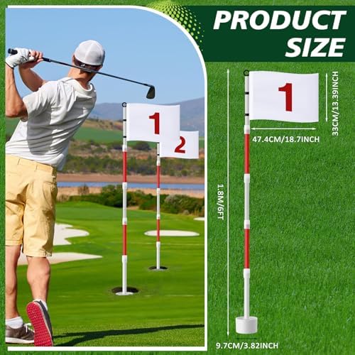 2 Pack Golf Flag Stick 6ft Putting Green Flag Golf Hole Cup Pole Pin Numbered - Image 2