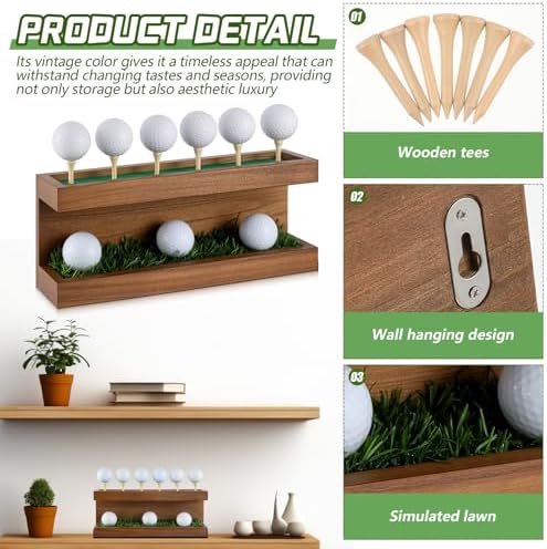 Menkxi Rustic Wood Golf Ball Holder Display Stand - Image 3