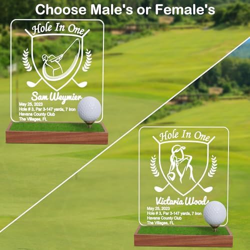 Hole in One Golf Ball Display Case, CoolGift Mart Personalized Light Up Golf - Image 2