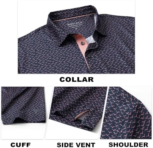 M MAELREG Mens Golf Shirt Short Sleeve Dry Fit Print Moisture Wicking - Image 5
