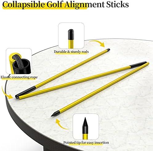 MoKo Golf Alignment Stick, 2 Set Golf Alignment Rods, Posture Corrector - Image 3