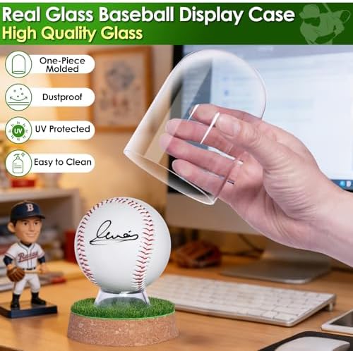 Real Glass Baseball Display Case, UV Dome - Image 2