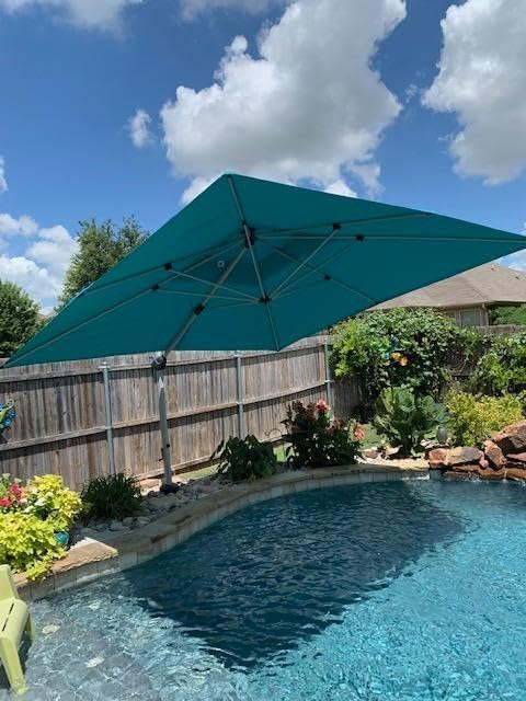 PURPLE LEAF Cantilever Patio Umbrellas 12' x 12' Large, Turquoise Blue | 35MPH - Image 2