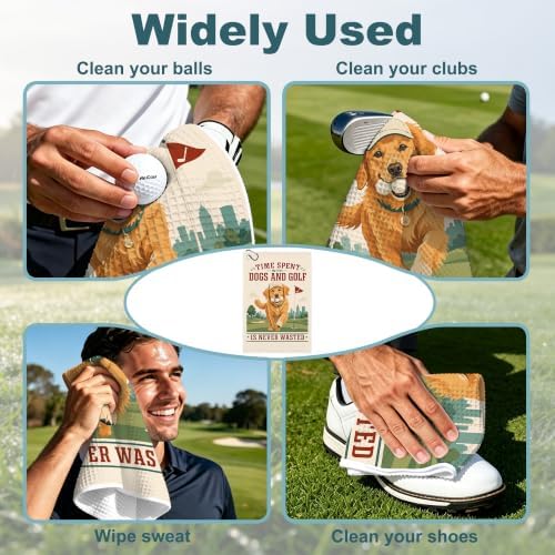 Cute Dog Golf Towel with Bag Clip, Gift - Image 4