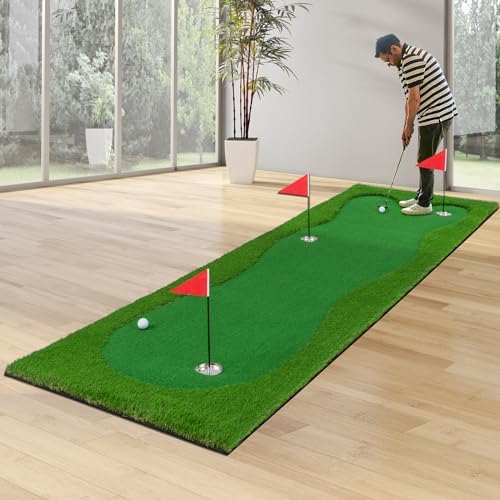 GYMAX Putting Green, 10FT Large Golf Practice Training Mat - Image 2
