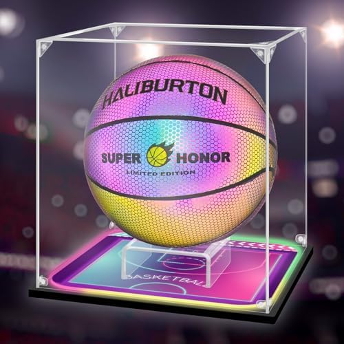 Basketball Display Case with RGB LED, Removable Built-in Basketball Display by Instnovny