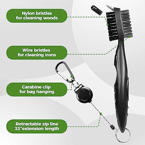 2 Pack Golf Towels with Club Brush, Microfiber Waffle Cleaning Set - Image 3