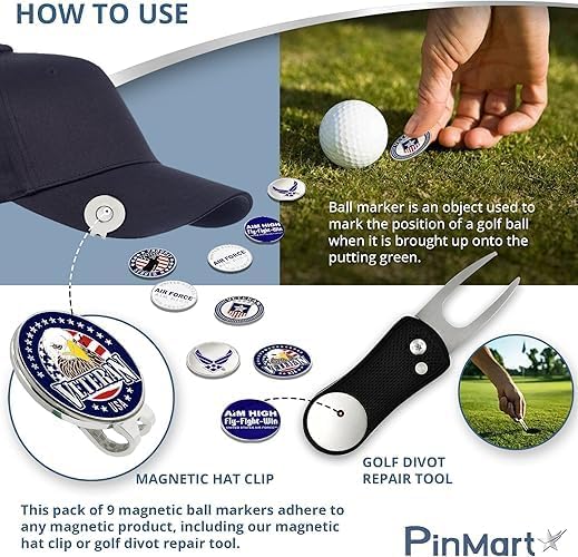PinMart US Veteran Pack of 9 Magnetic Golf Ball Markers - Image 5