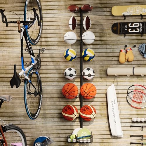 8 Tier Detachable Wall Mounted Basketball Rack, Vertical/Horizontal Football - Image 3