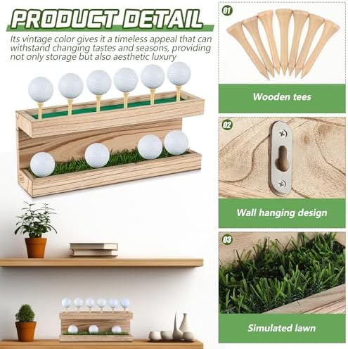 Menkxi Rustic Wood Golf Ball Holder Display Stand - Image 3