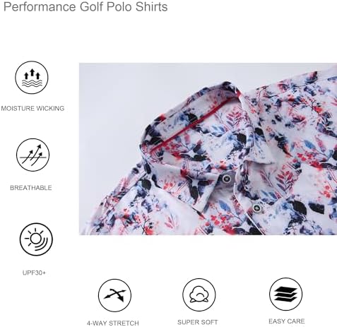 Alex Vando Mens Golf Shirt Moisture Wicking Print Performance Polo Shirt - Image 3